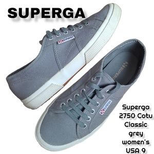 Superga 2750 Cotu Classic sneakers lace-up pure cotton canvas grey women's 9